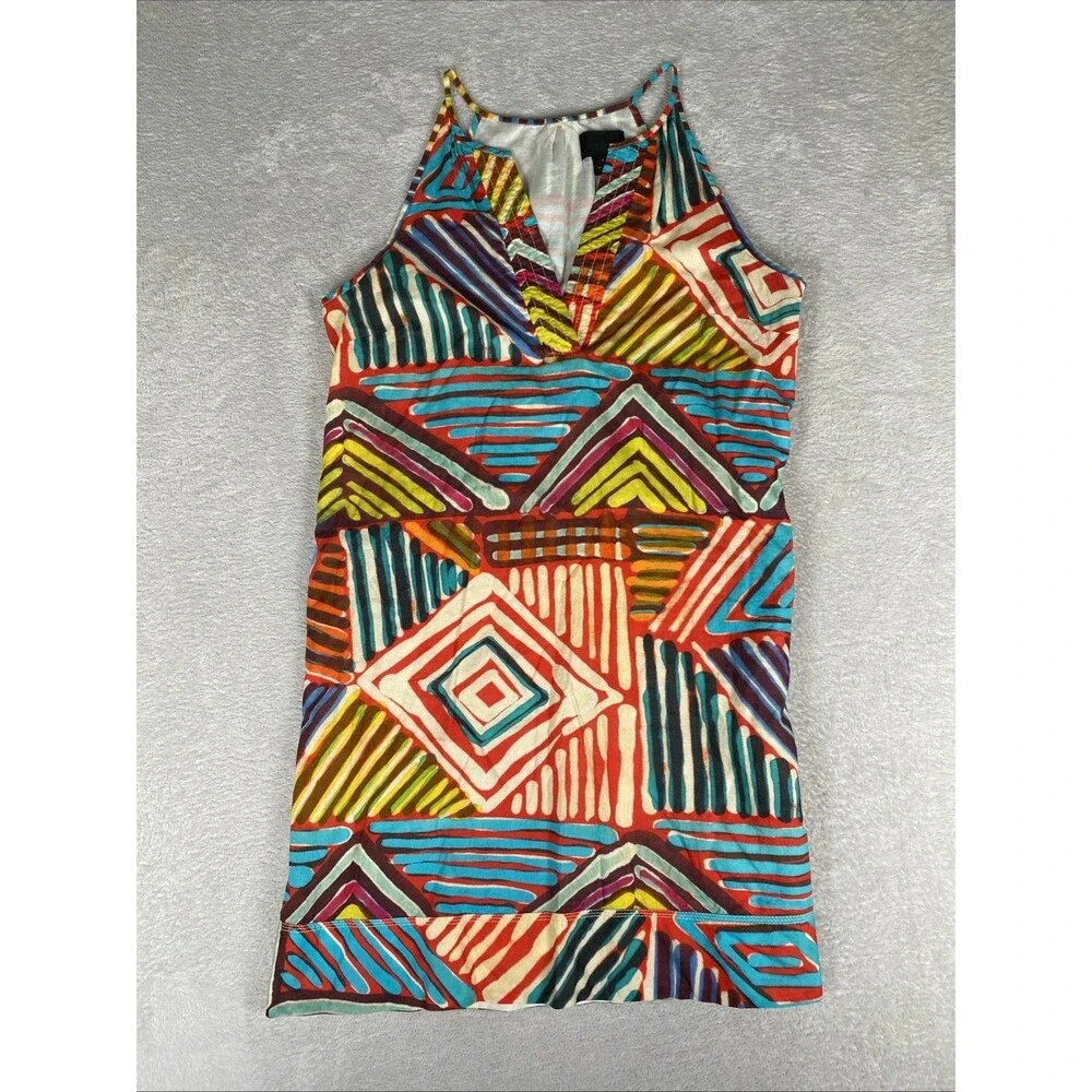 J. Crew Sleeveless Mini Sun Dress Women's 4 Colorful Pockets boho festival